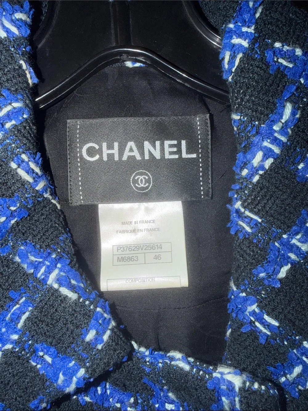 CHANEL Blue & Black Tweed Double-Breasted Jacket